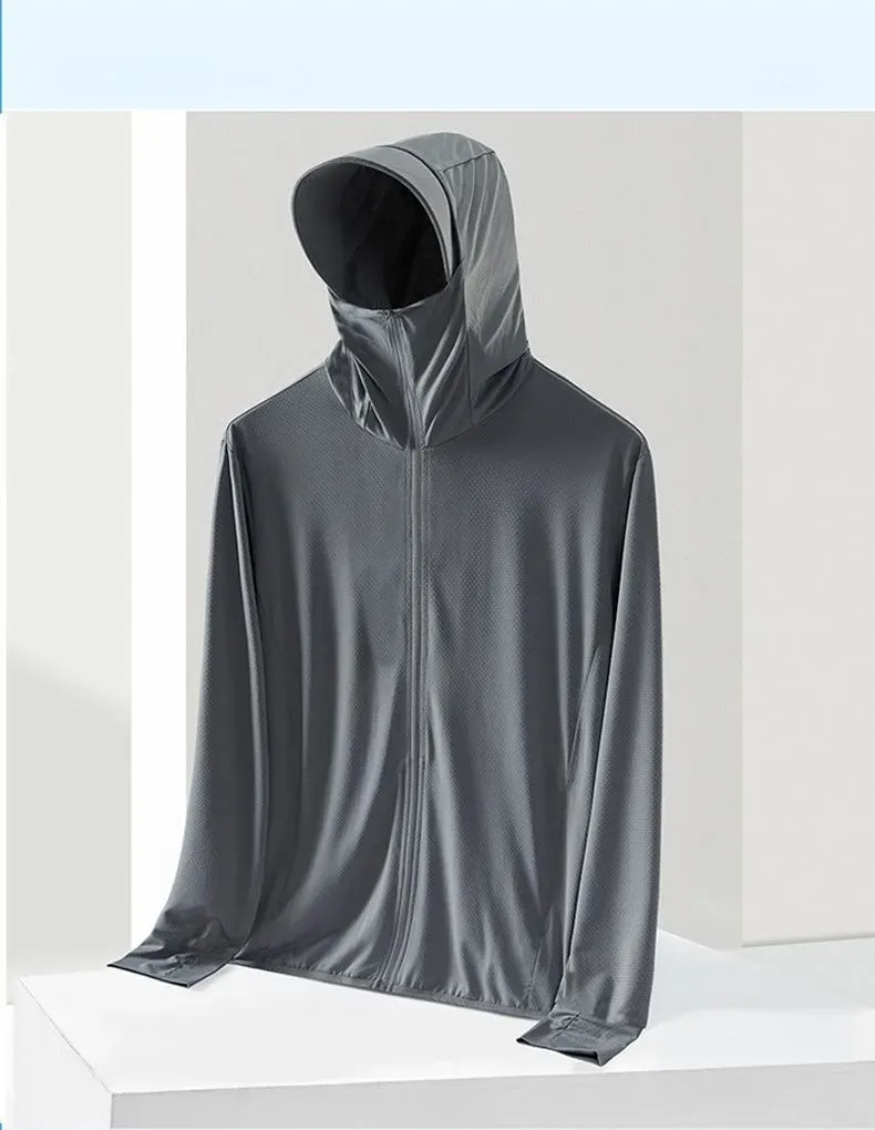 New Trendy Men's Ice Silk Sun Protection Jacket - Ultra-Thin Hooded Windbreaker UPF 50+ Alternate